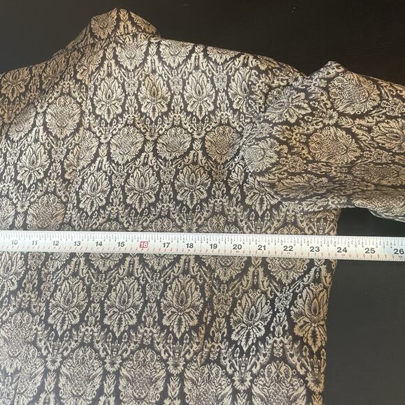 Dialogue brown tan baroque jacquard blazer jacket Women’s Size 16 Chic Career - Picture 11 of 12